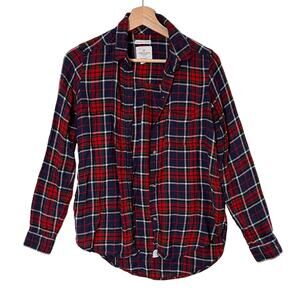 American Eagle Outfitters Ahh-mazingly Soft Flannel Plaid Button Down Red Blue